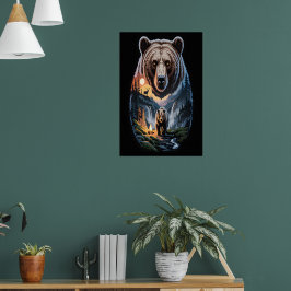 Póster Dos osos en el bosque oscuro 2