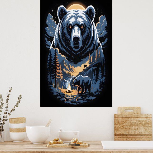 Póster Dos osos en el bosque oscuro 3 (Cocina)