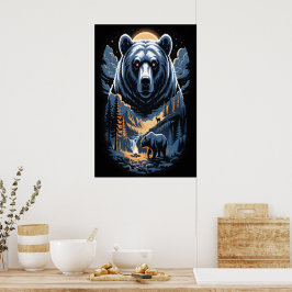 Póster Dos osos en el bosque oscuro 3