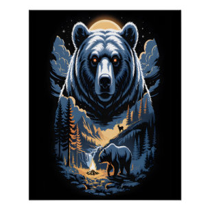 Póster Dos osos en el bosque oscuro 3