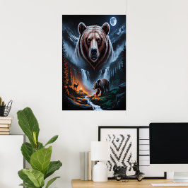 Póster Dos osos en el bosque oscuro 4