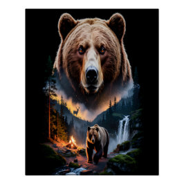 Póster Dos osos en el bosque oscuro 5