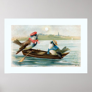 Póster Dos pájaros en un barco