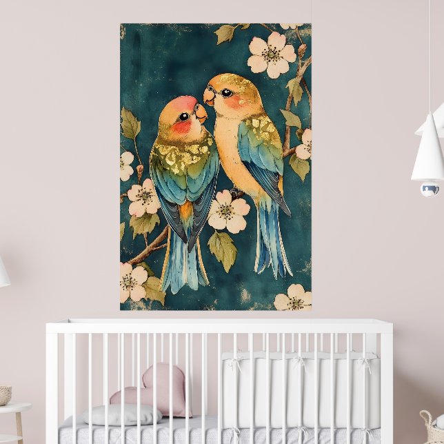 Póster Dos pájaros, que parecen inseparables, posados   (Guardería 2)