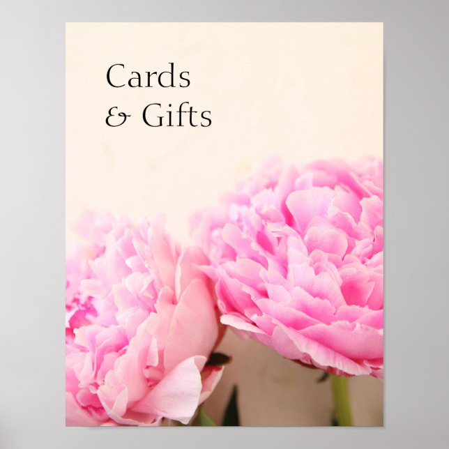 Póster Dos peonatos de regalos de cartas rosas (Frente)