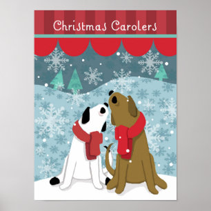 Póster Dos perros Navidades cantan en Nieve