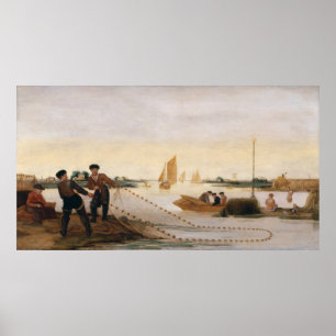 Póster Dos pescadores lanzando sus nidos