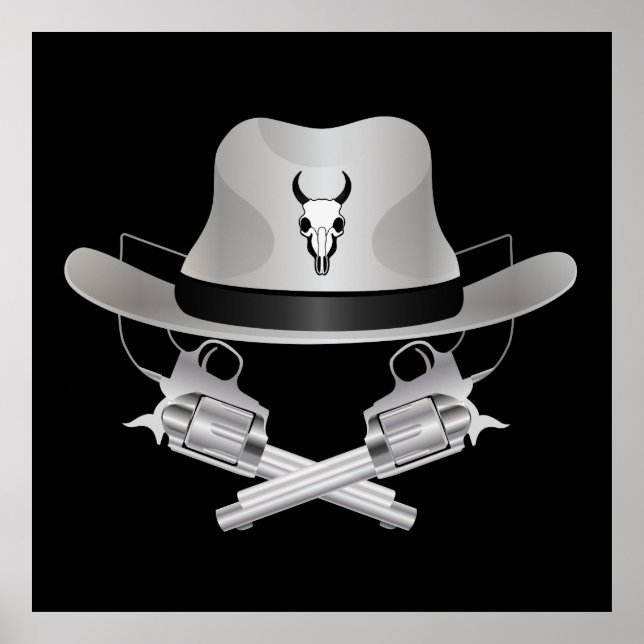 Póster Dos pistolas cruzadas y gorra (Frente)