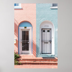 PÓSTER DOS PUERTAS DE MADERA BLANCA CON GRILLAS