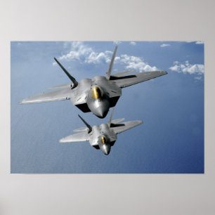 Póster Dos rapaces F-22 vuelan sobre el Océano Pacífico 2
