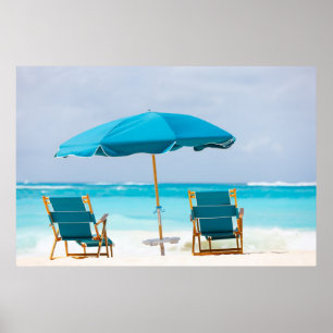 Póster Dos salones en la playa del océano