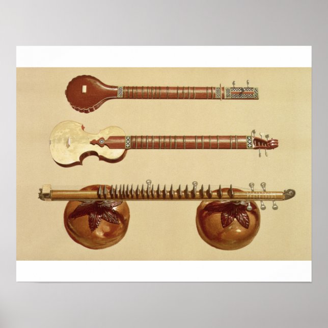 Póster Dos sitaras y una rudra vina, india, de "Musical" (Frente)