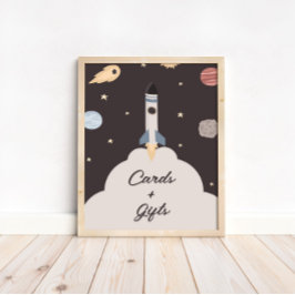 Póster Dos tarjetas del espacio exterior para niños de la