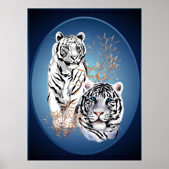 Póster Dos Tigres Blancos Poster Oval (Frente)