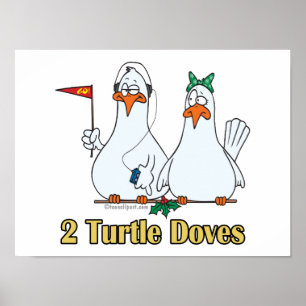 Póster dos tortugas palomas segundo segundo día de navida