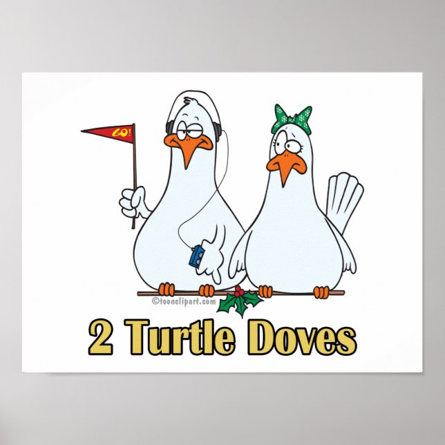 Póster dos tortugas palomas segundo segundo día de navida (Frente)