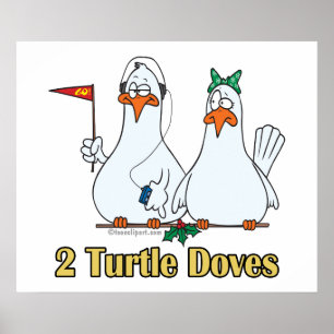 Póster dos tortugas palomas segundo segundo día de navida