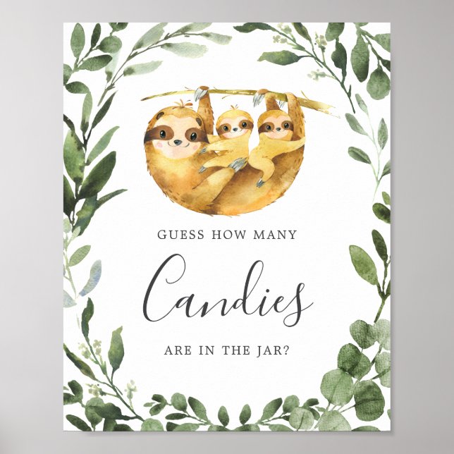 Póster Dos tragamonedas Baby Shower adivinan cuántos cara (Frente)