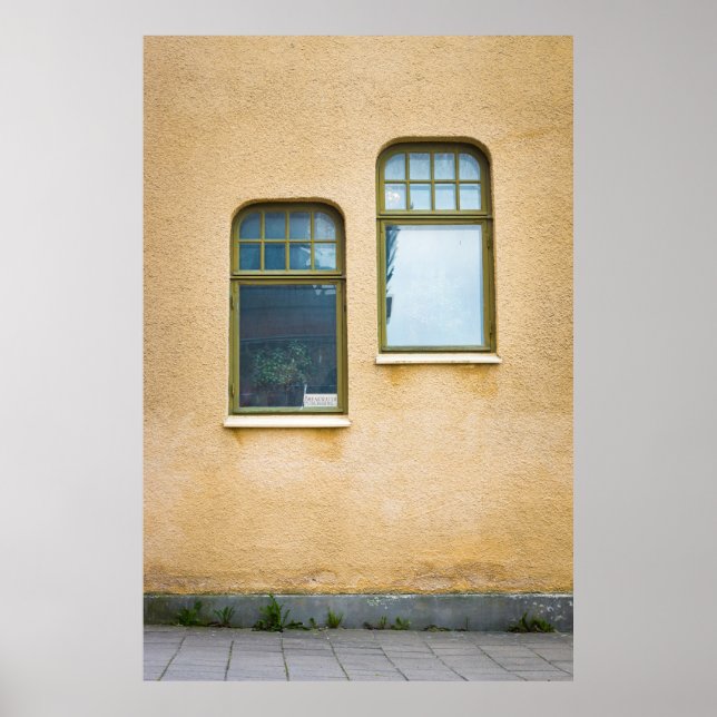 PÓSTER DOS VENTANAS DE VIDRIO DE MARCO GRIS (Frente)
