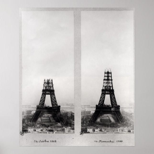 Póster Dos vistas a la construcción del Eiffel (Frente)