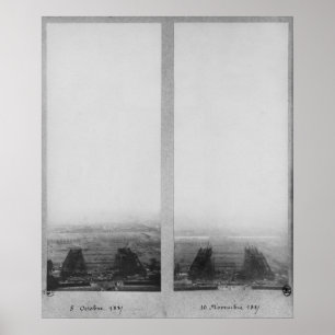 Póster Dos vistas a la construcción del Eiffel