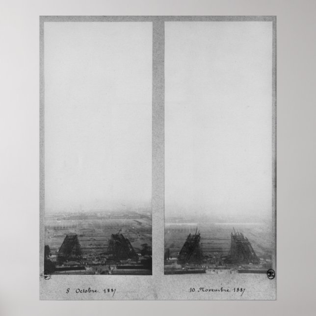 Póster Dos vistas a la construcción del Eiffel (Frente)
