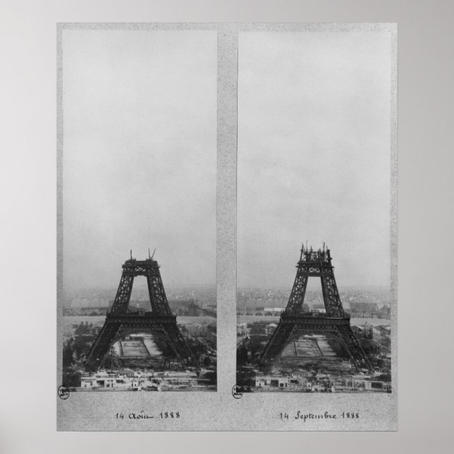Póster Dos vistas a la construcción del Eiffel (Frente)