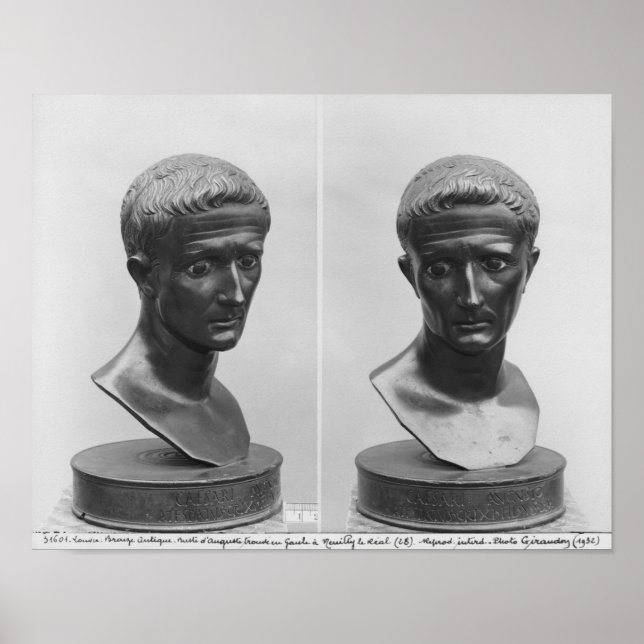 Póster Dos vistas de un busto del emperador Augusto (Frente)