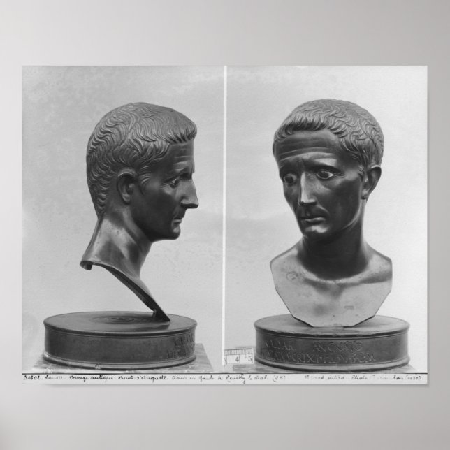 Póster Dos vistas de un busto del emperador Augusto (Frente)