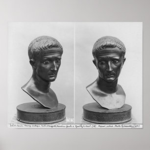 Póster Dos vistas de un busto del emperador Augustus