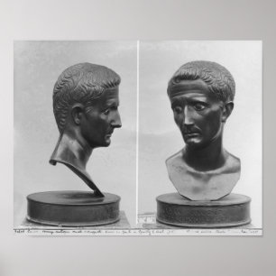 Póster Dos vistas de un busto del emperador Augustus
