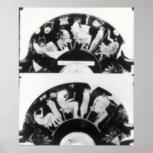 Póster Dos vistas de una rojo-figura taza del ático