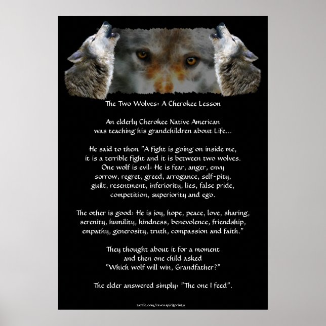 Póster DOS WOLVES CHEROKEE STORY Wolf Poster (Frente)