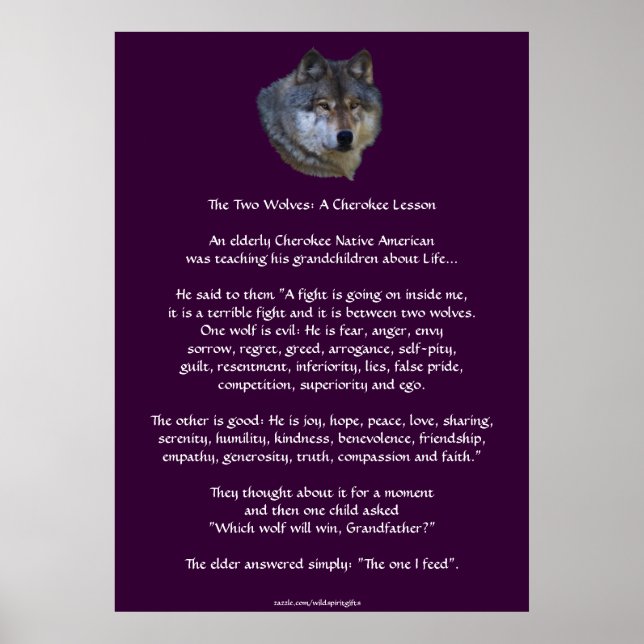 Póster DOS WOLVES CHEROKEE TALE Art Poster (Frente)