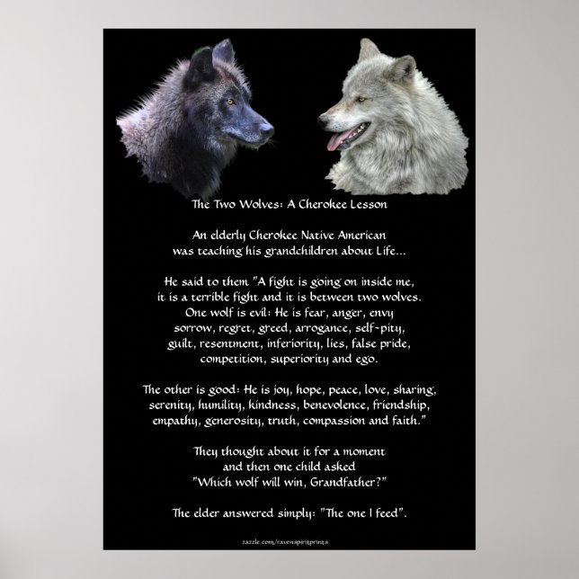 Póster DOS WOLVES CHEROKEE TALE Art Poster (Frente)