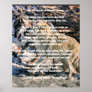 Póster DOS WOLVES CHEROKEE TALE Art Poster