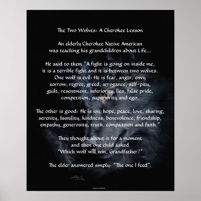 Póster DOS WOLVES CHEROKEE TALE Art Poster (Frente)