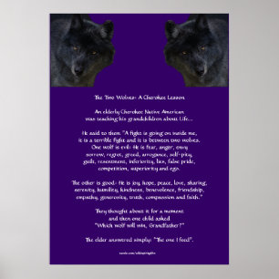 Póster DOS WOLVES CHEROKEE TALE Poster nativo americano