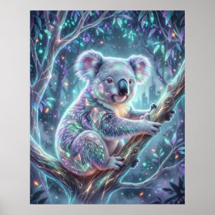 Póster Dosel de neón de koala holograma