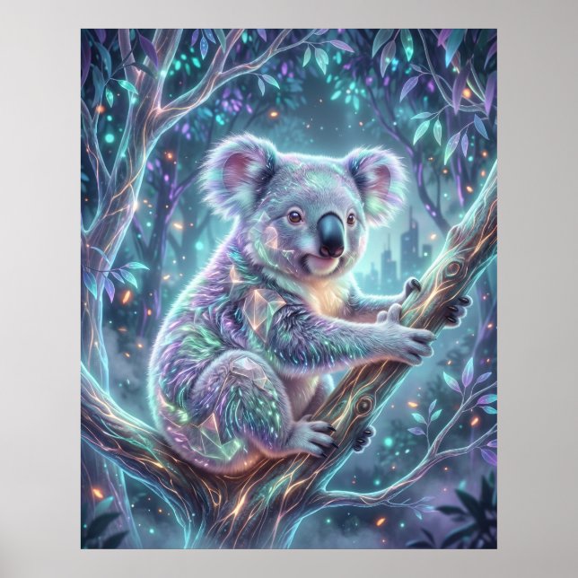 Póster Dosel de neón de koala holograma (Frente)