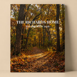Póster Dosel Dorado Camino de Otoño Nombre Personalizado