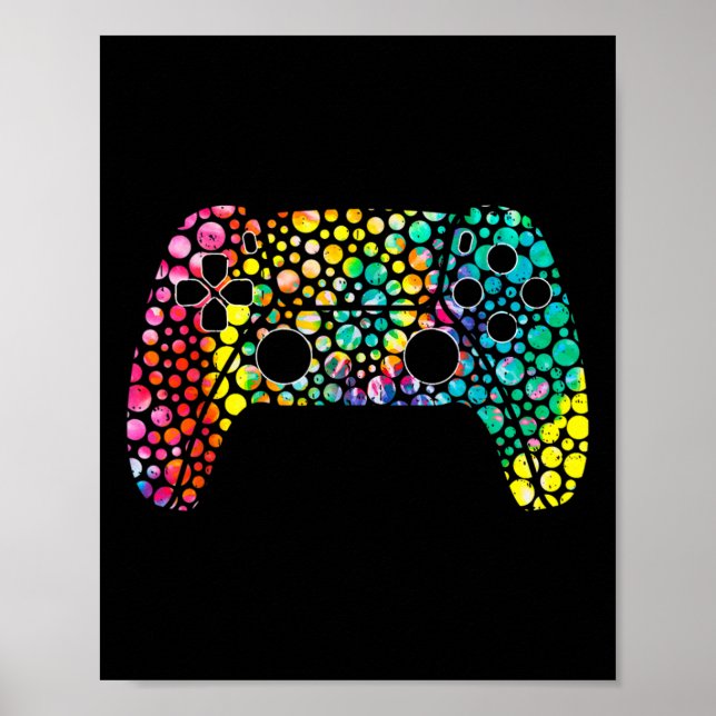 Póster Dot Day Gamers Boy Game Controller Polka colorida (Frente)