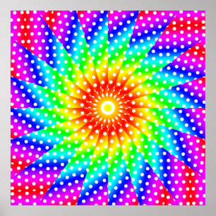 Póster Dot de polka arco iris Kaleidoscope Mandala