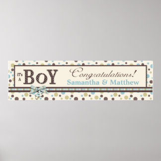 Póster Dot Print Baby Shower Banner Boy