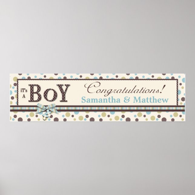 Póster Dot Print Baby Shower Banner Boy (Frente)