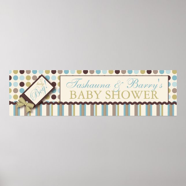 Póster Dot & Stripe Baby Shower Banner Boy (Frente)