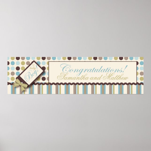 Póster Dot & Stripe Baby Shower Banner Boy (Frente)