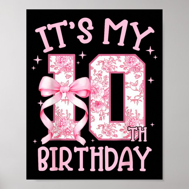 Póster Double Digits Birthday Girl 10th Birthday Coquette (Frente)