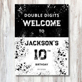 Póster Double Digits Boys 10th Birthday Welcome Sign