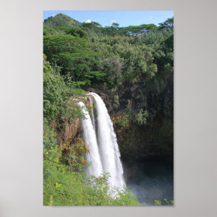 Póster Double waterfall, Wailua Falls Kauai Hawaii
